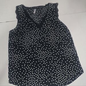 Elegant Sleeveless Polka Dot Top - Black and White